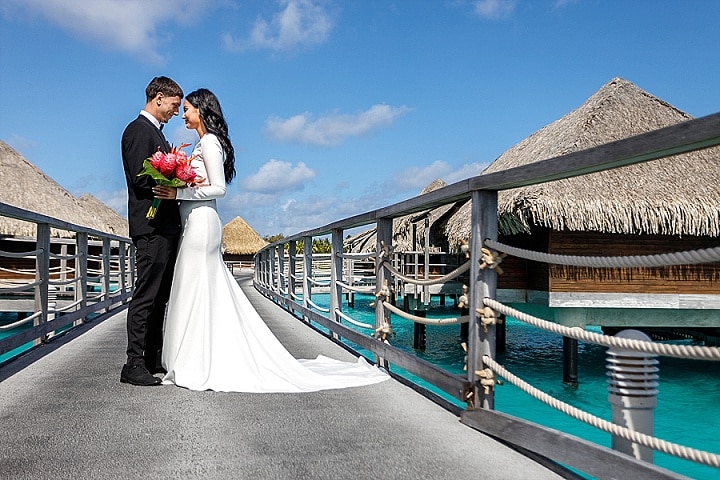 Travis And Devon's Romantic Sunset Beach Wedding In Bora Bora By Damien ...