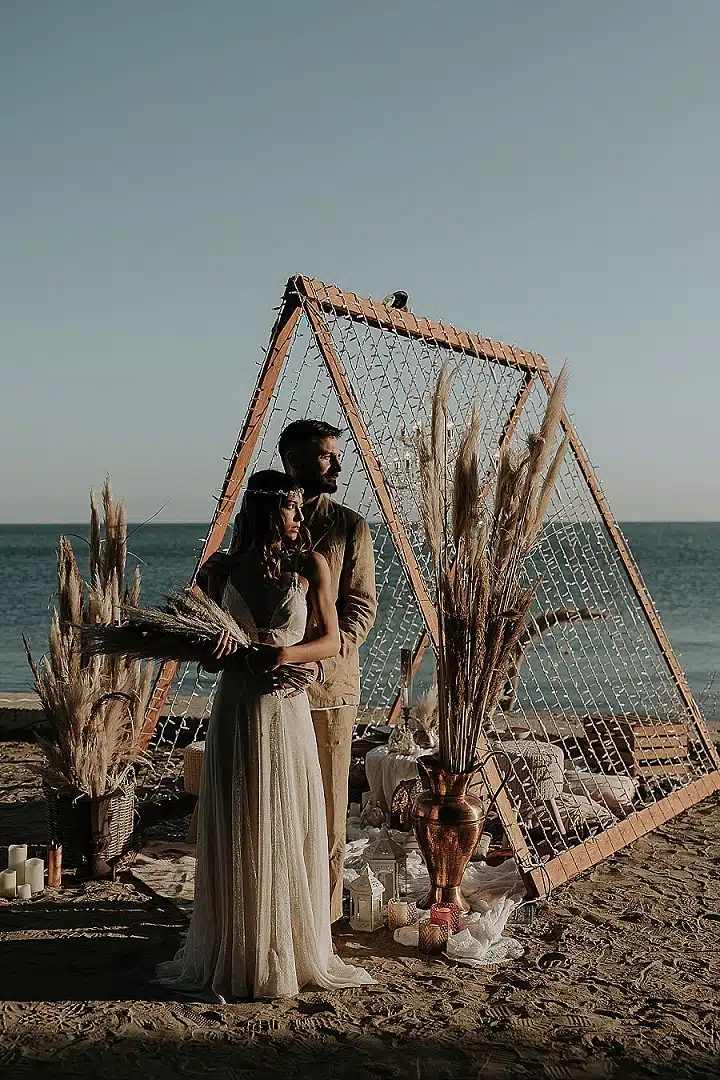 Romantic Beach Boho Day to Night Intimate Beach Elopement Inspiration in Italy Boho Wedding Blog